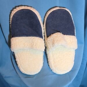 Plush Blue and Cream Slippers